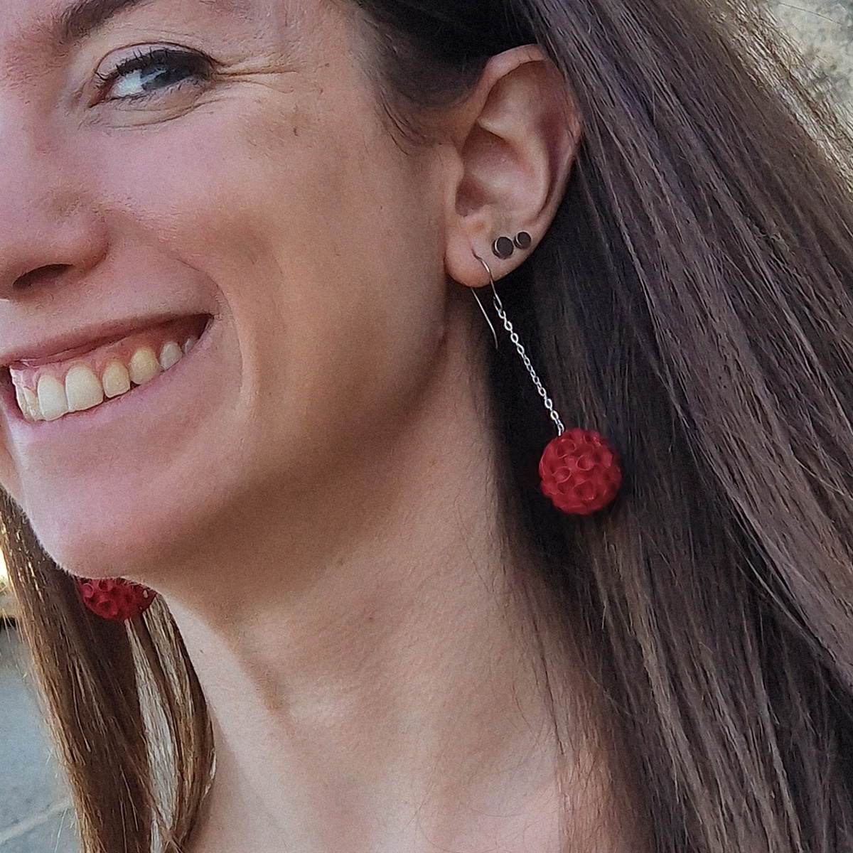 Pendientes Polaris Rojo Carmín - Imagen 2