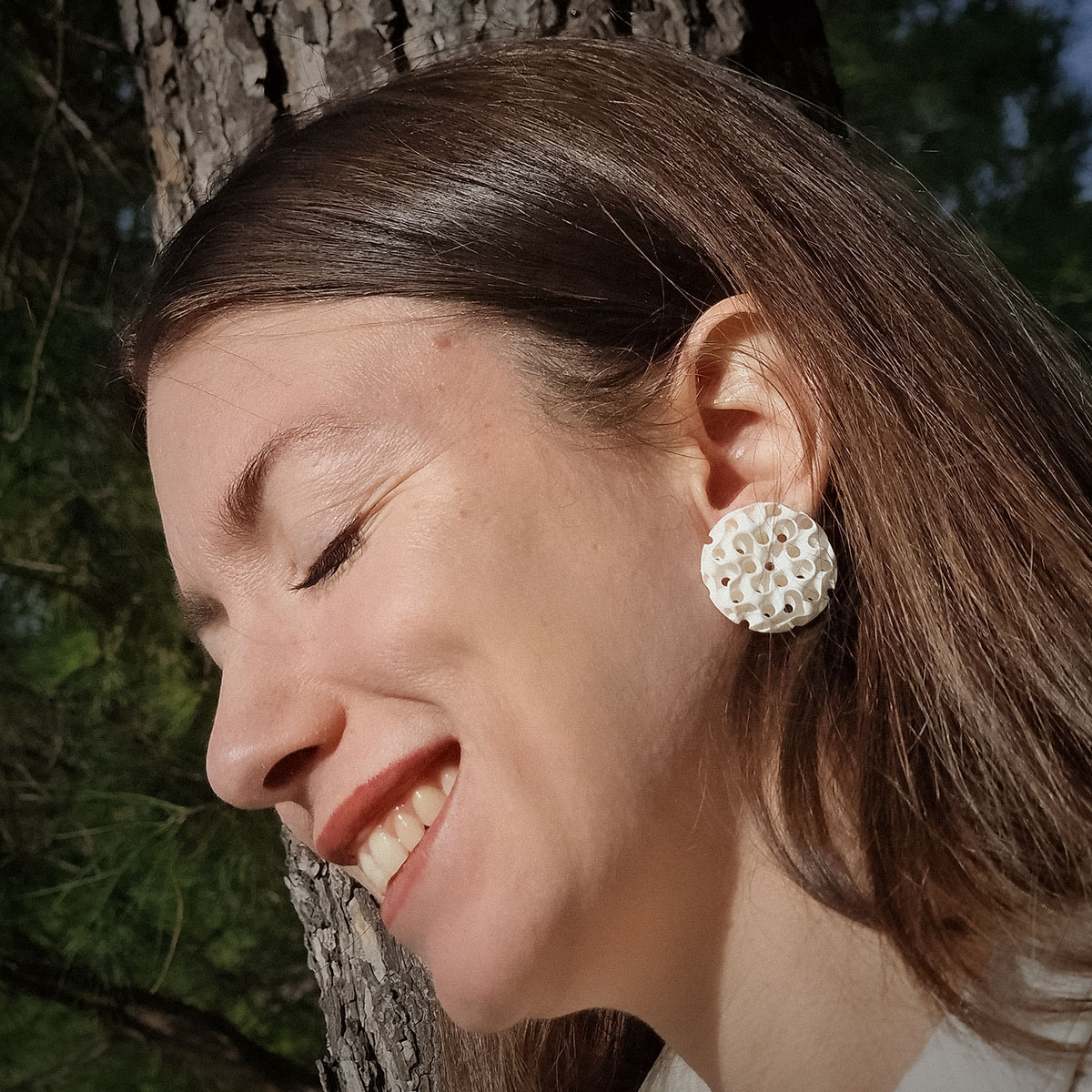 Pendientes Antares Blanco Seda - Imagen 2